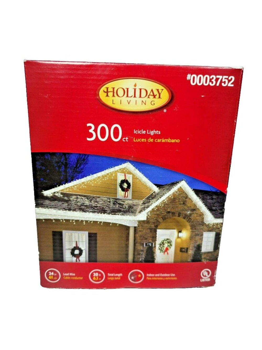 Holiday Living 300ct Clear Icicle Christmas Lights Set 20ft total White Wire NEW